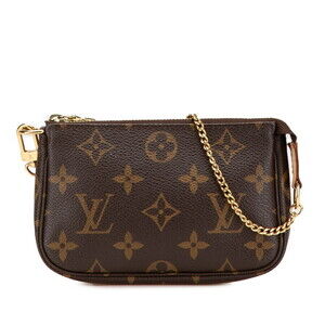 Louis Vuitton Monogram Accessoires Chain Pouch Brown Leather
